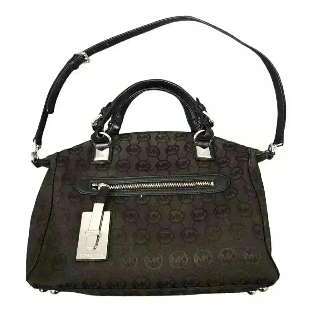 Michael Kors Grayson Satchel Bag - Large Canvas Leather Shoulder Handbag